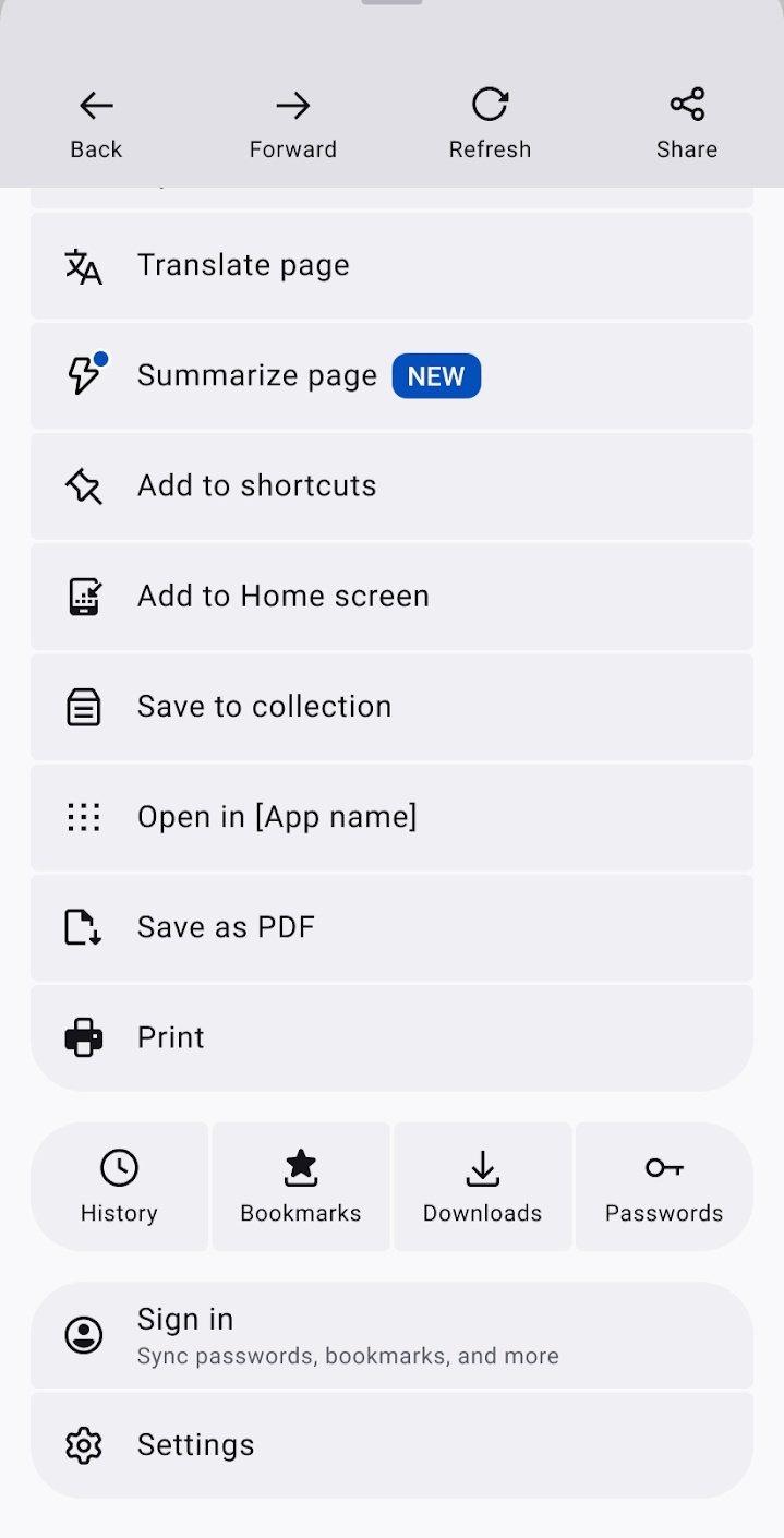 Firefox Page Summary shake gesture