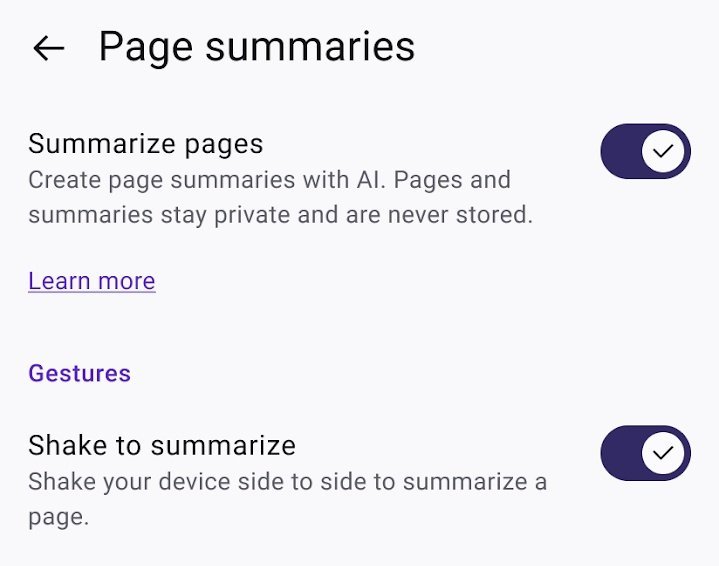 Firefox summary settings