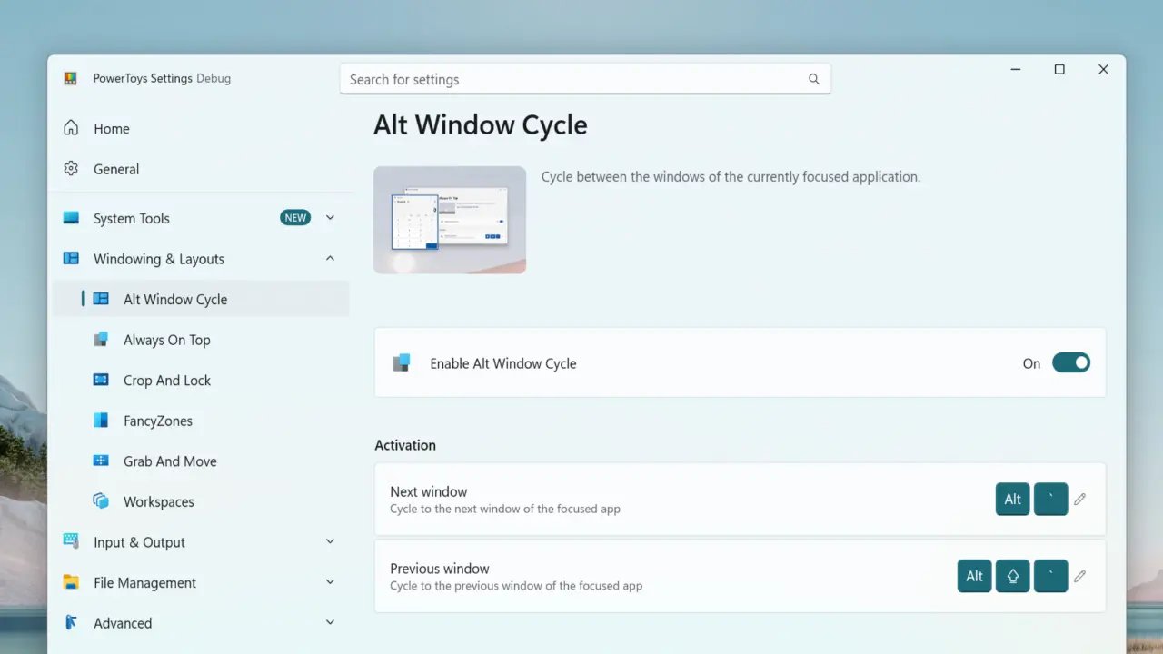 Microsoft PowerToys to Add New AltWindowCycle Module for Switching Between Windows of the Same App