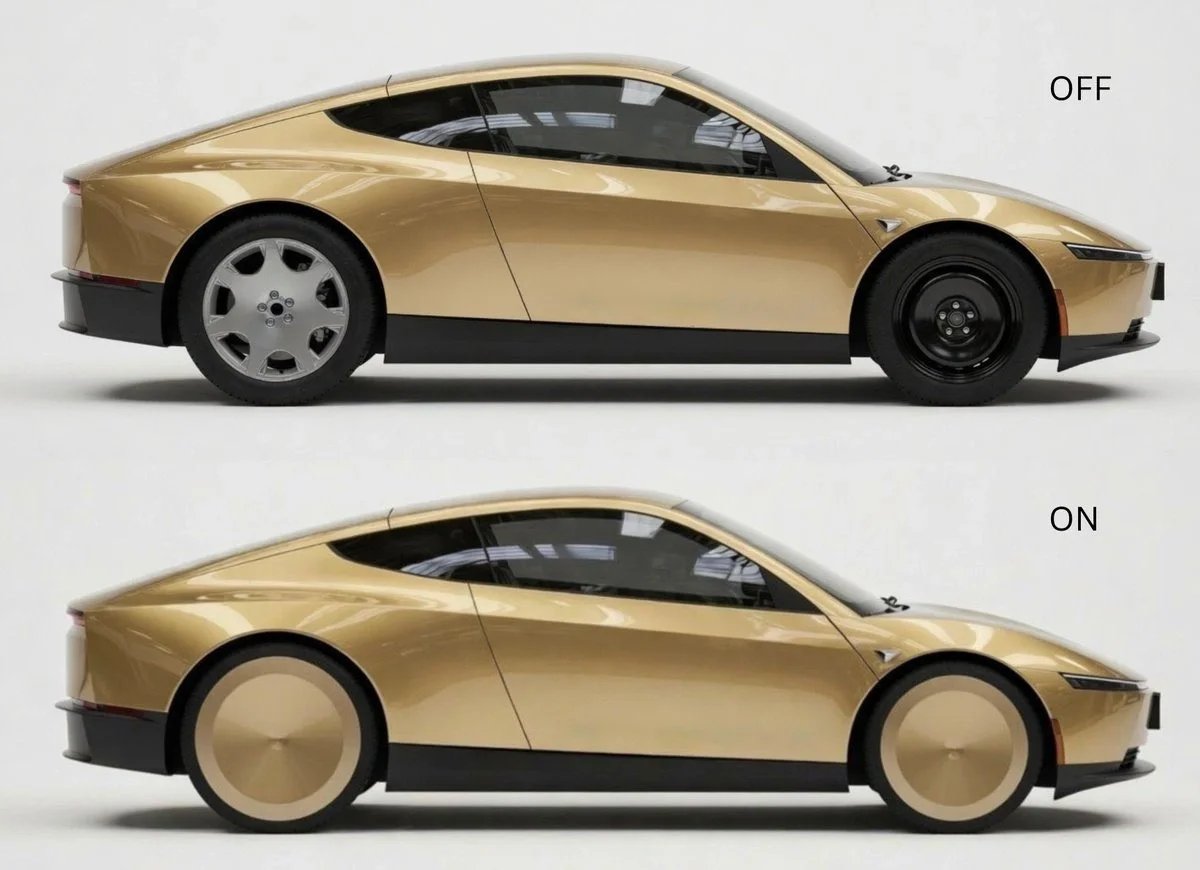 A newly published design patent shows Tesla's Cybercab uses gold hubcaps, mismat — Image 1