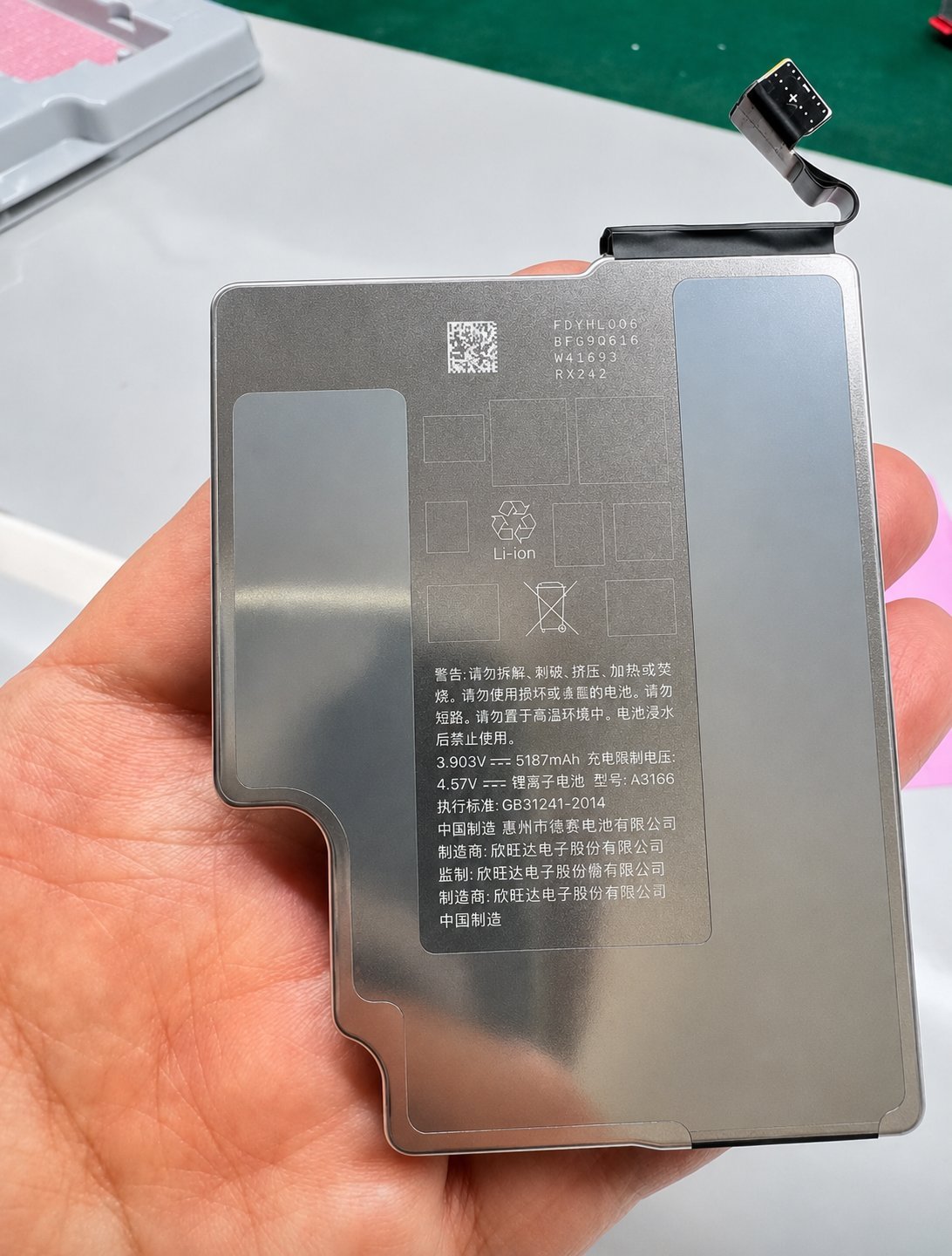 Leaked photos of iPhone 18 Pro Max battery cells reveal a 5,187mAh capacity, wit — Image 1