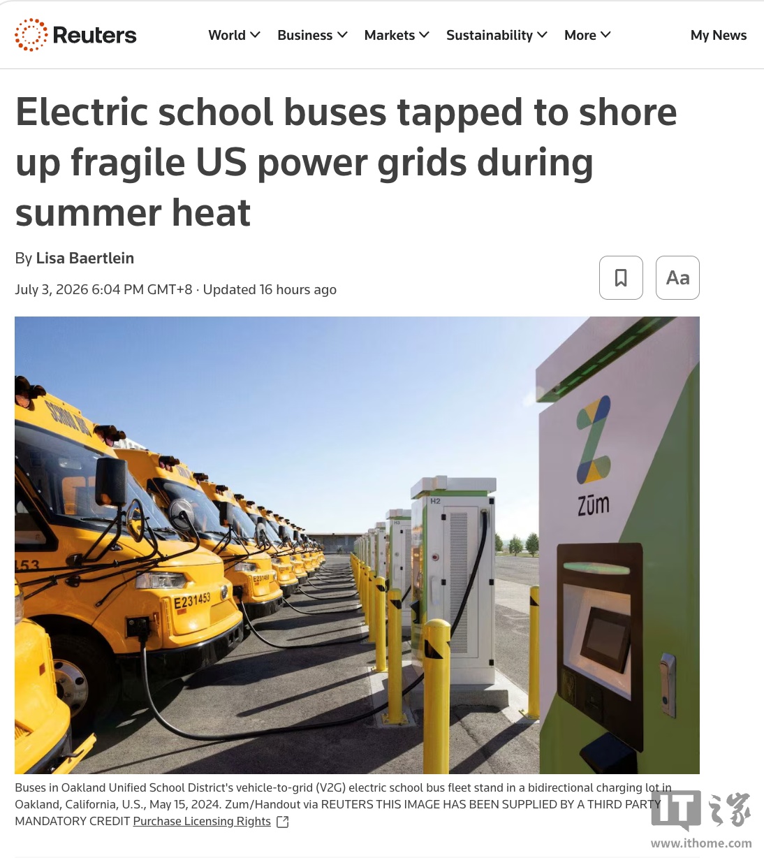 America's yellow school buses are spending summer as mobile power banks for the grid